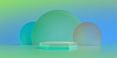 3D rendering of green geometry background