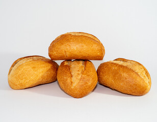 Bun made of wheat flour isolated on white.