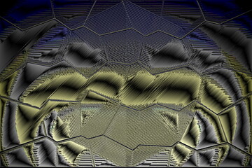 abstract 3d render of a spiral. Colored stylish backdrop in dark purple and black colors. Dynamic modern honeycomb background with frame. Fashion decorative wrapping paper pattern. Mosaic structure 