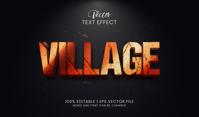 Editable village text effect on dark background