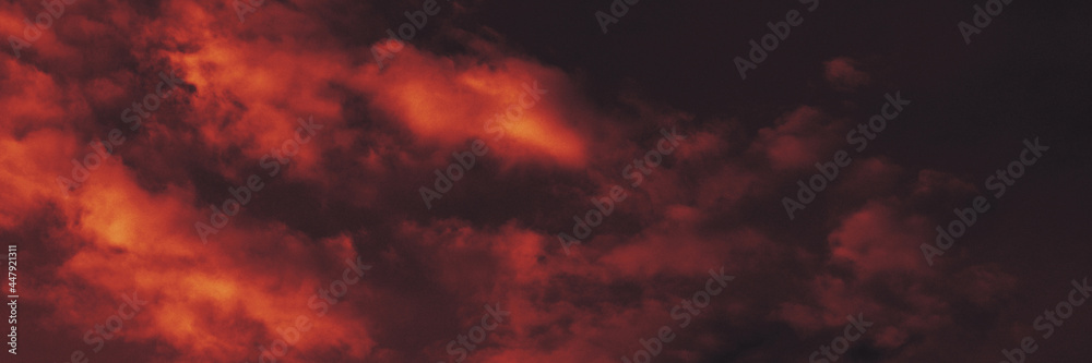 Wall mural the red sky background looked like smoke and fire. bomb violent.
