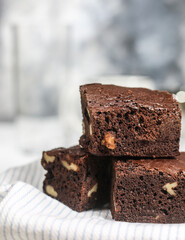 A stack of delicious chocolate brownies