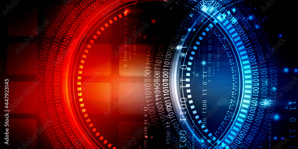 Poster 2d illustration abstract digital binary data on computer screen