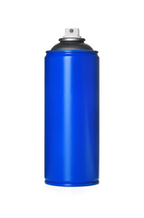 Can of blue spray paint isolated on white. Graffiti supply