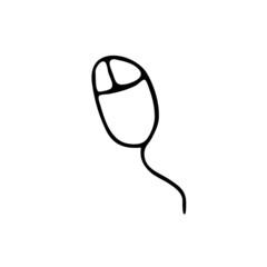 Doodle image of a computer mouse. Hand-drawn image for various designs.