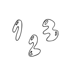Doodle image of numbers. 1, 2, 3. Hand-drawn picture for various designs.