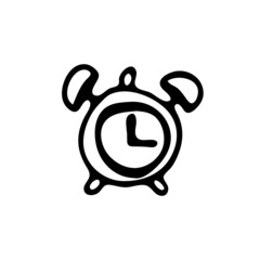 Doodle alarm clock image. Hand-drawn image for various designs.