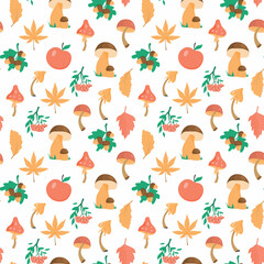 Seamless pattern with autumn nature