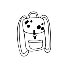 Doodle image of a school backpack. Hand-drawn image for various designs.
