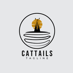 emblem river cattails logo vector illustration design