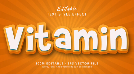 Editable text effect, Vitamin text with simply orange color style effect