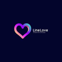 line love gradient modern color logo template