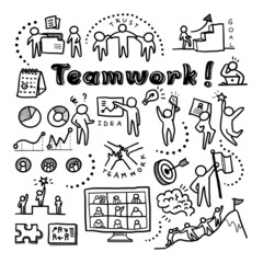 Teamwork concept for your business goals hand draw style