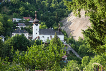 Spania Dolina, a medieval mining village, located near Banska Bystrica, Slovakia - obrazy, fototapety, plakaty