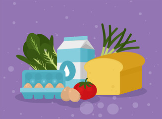 Fototapeta premium eggs milk cheese and food icons