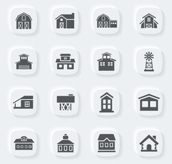 farm building icon set