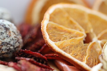 dried fruits, healthy sweets and spices