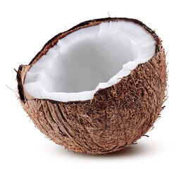Half of coconut isolated on white background