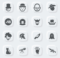 Genres of cinema icons set