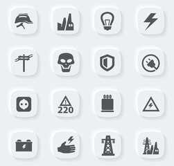 High voltage icons set