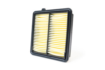 Air filter part for air filter system of car in white background texture and copy space