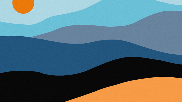 simple landscape illustration of the summer vibes day and night. trendy and minimalist design illustration for decoration and print.