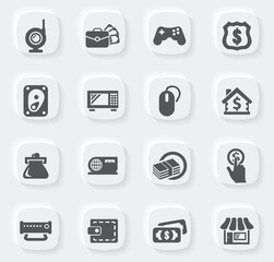 Pawn shop icons set
