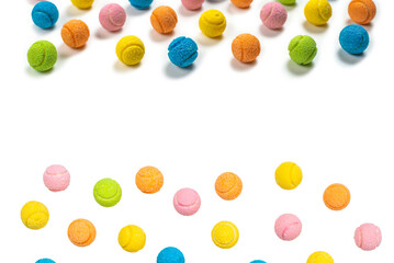 Fototapeta na wymiar Colorful tennis balls isolated on white.