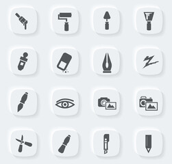 Art tools icons set