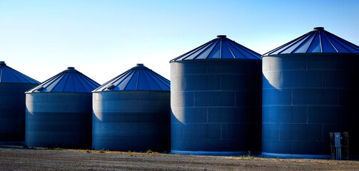 Grain Silos on Farm for Farming and Storage of Wheat © Lane Erickson