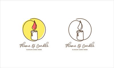 flame of candle one line monogram logo inspiration
