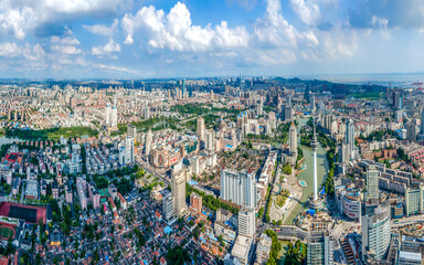 Aerial photography of the city scenery of Nantong, Jiangsu