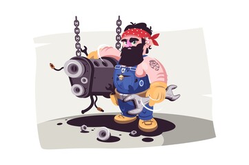 Auto mechanic at service station