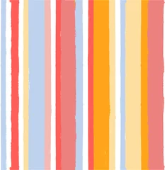 Behang Seamless stripe Pattern, Hand drawn stripes modern vector background. Girly brush stroke, grunge paint lines, watercolor illustration © Good Goods