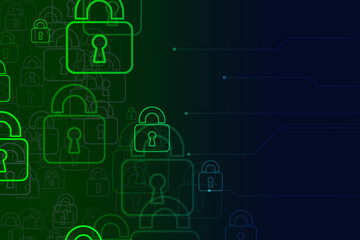 2d illustration Safety concept: Closed Padlock on digital background