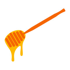 Капля силуэт. Медовая палочка и потёк мёда. Drop silhouette. Honey stick and honey drips. Vector illustration or icon.