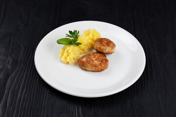 Chicken meat cutlet with mashed potatoes