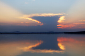 Beautiful sunset on the lake.