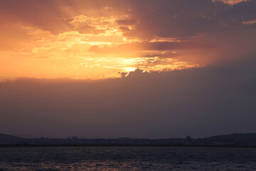 Beautiful sunset on the lake.
