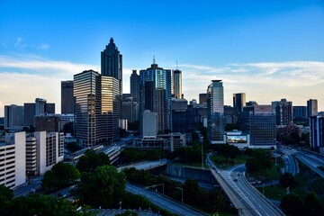 Downtown Atlanta skyline during Sunset 