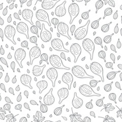 figs berry and leaf vector seamless pattern background