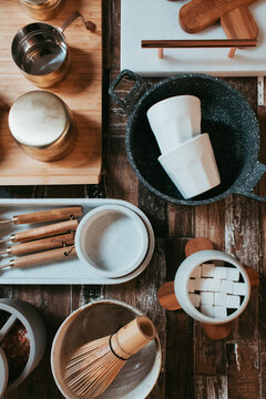 set of kitchen utensils on the table