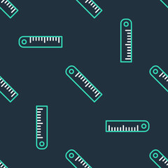 Fototapeta premium Line Ruler icon isolated seamless pattern on black background. Straightedge symbol. Vector