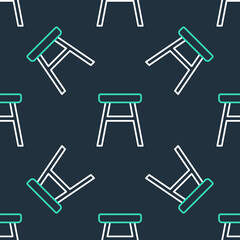 Line Chair icon isolated seamless pattern on black background. Vector