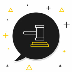 Line Judge gavel icon isolated on white background. Gavel for adjudication of sentences and bills, court, justice. Auction hammer. Colorful outline concept. Vector