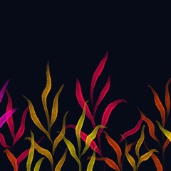 Watercolor hand drawn colorful plants. Abstract background. Natural wallpaper