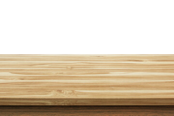 empty wooden table top isolated on white background, used for montage your products