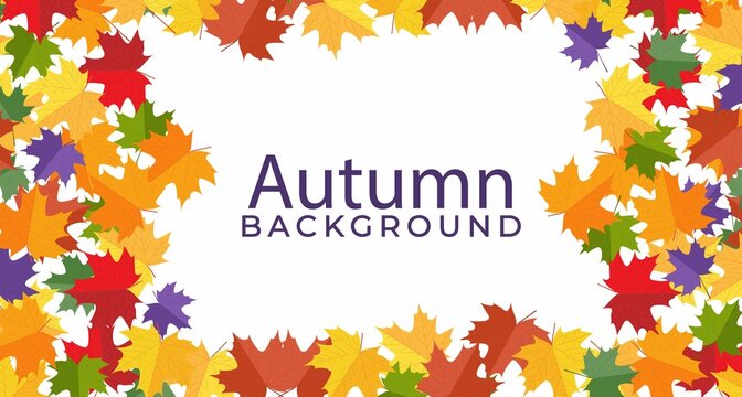 Autumn background with leaves. Colorful design template for posts, banners, sale, flyer, greeting card, business or party. Trendy modern fall background. Flat style Vector illustration