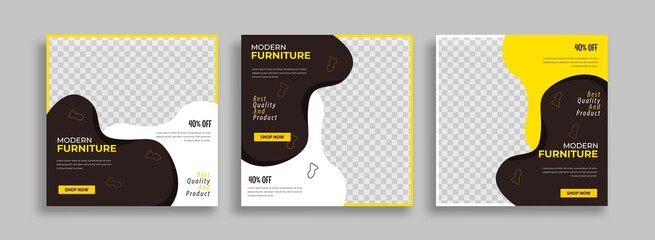 Furniture Editable minimal square banner template with geometric shapes for social media post, story and web internet ads. Vector illustration