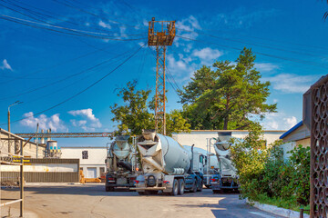 Concrete mixers are waiting for concrete